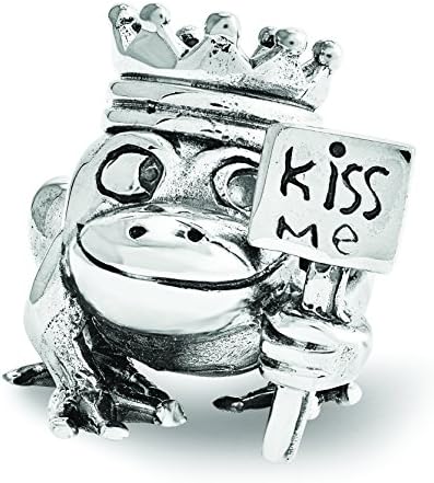 Sterling Silver Frog Prince Kiss Me Bead Charm For Pandora, Biagi, Chamilia & European Bracelets