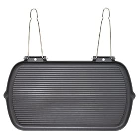 Chasseur Cast Iron Rectangular Supergrill Grill Pan Twin Wire Handle Smooth Base 50 X 29cm