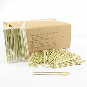 1,000 5.9 Paddle Style Bamboo Barbeque Skewers, 10 bags X 100 pc bag by