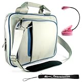 Amazon Kindle DX Travel Carrying Case Bag + Includes a 4-inch ebigvalue (TM) Determination Hand Strap + Includes a White Mighty Light UltraFlex2 Dual Bright LED eBook Reader Light