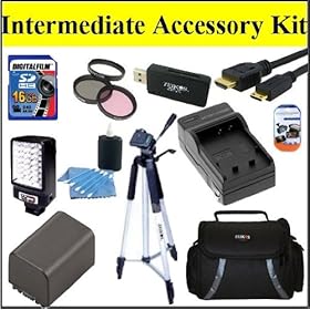 Intermediate Accessory Kit For Canon Vixia HF11 HF20 HF200 HFM30 HFM301 HFM31 HFM32 Camcorder - Includes Filter Kit + 16GB SD Memory Card + Replacement BP-827 Battery + Battery Charger + LED Video Light + Deluxe Case + 57 Tripod + Mini HDMI Cable & Much More!!