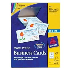 Avery Business Cards for Inkjet Printers, Matte, White, Pack of 250 (08371)