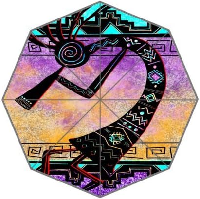 Native American Kokopelli Flute Player, Music Notes Folding Rain Umbrella/Parasol/Sun Umbrella