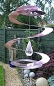 PINK CHROME GARDEN WIND SPINNER SPIRAL MOBILE