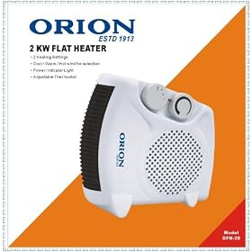 2KW Orion Flat and Upright Fan Heater with Integral Recess Handle , Power Indicator Light and Adjustable Thermostat and FREE SHIPPING ANYWHERE IN MAINLAND UK