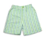 Mak the Yak - Toddler Boys Plaid Bermuda Short, Green, Yellow