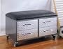 Kids Mobile Storage Bench with 4-Drawer in Charcoal Finish