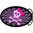 Oval Pink Bow Skull and Crossbones Belt Buckle