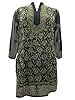 Indian Dress Black Floral Hand Embroiderd Georgette Long Kurta Tunic Medium
