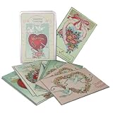 Cavallini Glitter Vintage Carte Postale Valentines' Day Cards set of 12 (6 different designs)