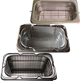 EkoTonick - Nettoyeur A Ultrasons cuve de 0,60 L avec chauffage, 2 paniers inox (dont 1 en mailles fines) + support de nettoyage pour 8 bagues