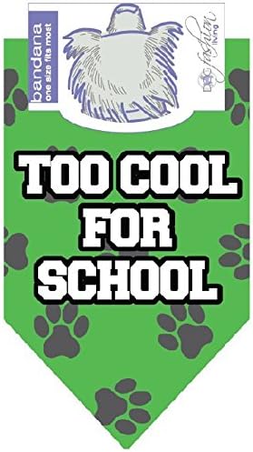 Dog Fashion Living- Too Cool For School Green Dog Bandana