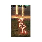24 Rope Lighted Pink Flamingo Outdoor Tropical Yard Art