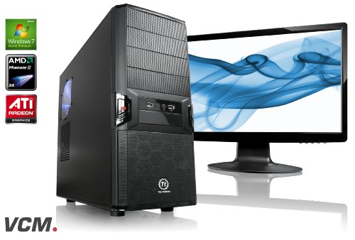 VCM Genoo Desktop-PC (AMD Phenom II X4 945 3GHz, 4GB RAM, 1TB HDD, ATI HD5770, DVD, Win 7 HP) mit 55,9 cm (22 Zoll) Monitor