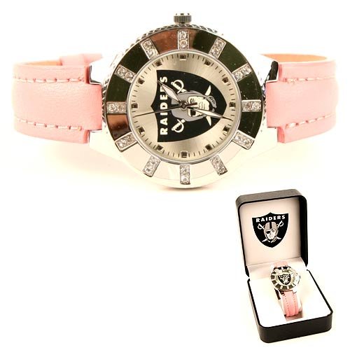 Oakland Raiders NFL Game Time Women's Pink Watch with Rhinestones