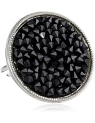 Sterling Silver Genuine Swarovski Elements Black Crystal Rock Ring, Size 7