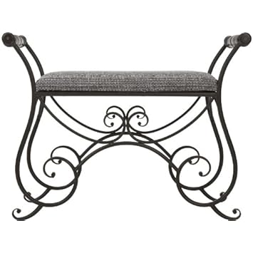 Safavieh American Home Collection Manningtree Black Iron and Dark Grey Vanity Stool