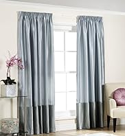 Tafetta Velvet Trim Pencil Pleat Curtains