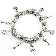 Two Tone Lock and Key Charm Stretch Bracelet Fashion Jewelry