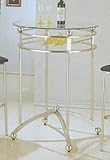 Modern Silver Metal Round Pub Bar Table w/Glass Top
