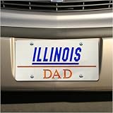 Illinois Fighting Illini Silver Mirror Dad Car License Plate
