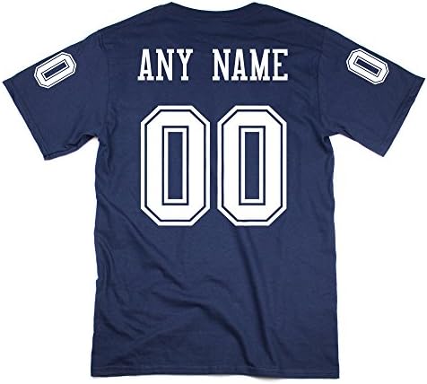 Dallas Cowboys Custom Name &amp; Number T-shirt (Navy, Adult L)