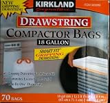 Kirkland Compactor Bags, 18 Gallon, Smart Fit Gripping Drawstring, 70 ct