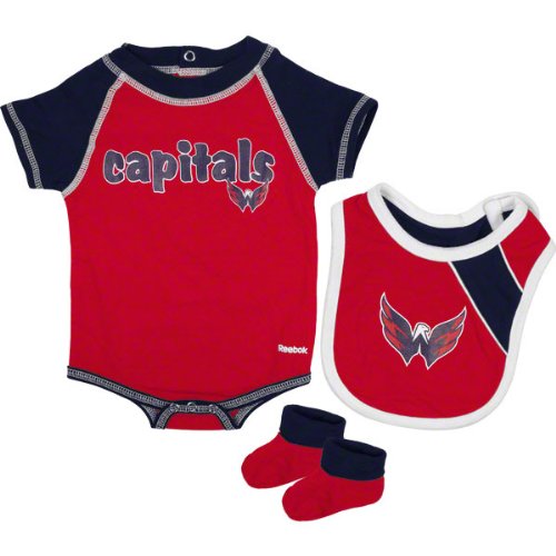Washington Capitals Red Newborn Creeper, Bib, and Bootie Set