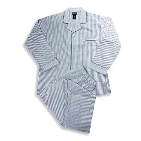 Hanes - Mens Tall Long Sleeve Striped Broadcloth Pajamas, White, Black
