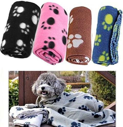 1x Warm Pet Small Medium Large Paw Print Pet Cat Dog Fleece Soft Blanket Bed Mat