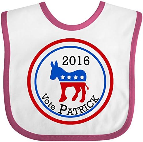Inktastic Baby Boys' Vote Deval Patrick Baby Bib One Size White/Raspberry