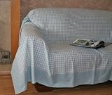 Homescapes 1 Gingham Check Blue White Throw 90 x 100 Inches, 100% Cotton Heavy Hand Woven Throw Suitable for 2 Seater Sofa or Single Bedspread.