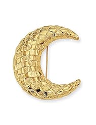 Ladies 24k Yellow Gold Plating Jackie Kennedy Crescent Moon Pin -40 X 40mm