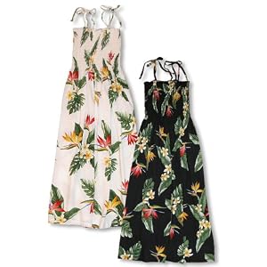 Bird of Paradise Display Spaghetti Strap Hawaiian Aloha Smocked Sun Dress