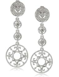 10k White Gold 1/5cttw, H-I Color, I1-I2 Clarity, Hanging Diamond Earrings