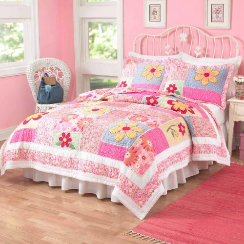 Olivia Pink Twin Quilt with Pillow Sham