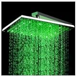 16 inch Stainless Steel Square LED Rainfall Shower Head (Without Shower Arm)