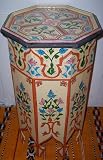 Biege Painted Tall Wood Table By Treasures of Morocco Free Shipping