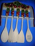 CHERRY 3-D Large Wall Plaque & Utensils Set CHERRIES NEW