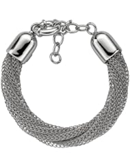 Silver 7.5" With Rhodium Finish Shiny Twisted Multi-Strand Wheat Chain Bracelet With Spring Ring Clasp