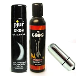 Pjur Bodyglide 100 ml and Eros Warming Personal Lubricant 150 ml Adult Sex Toy Kit