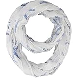 Luxury Divas White & Blue Starfish Print Lightweight Circle Scarf