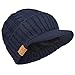 Retro Newsboy Knitted Hat with Visor Bill Winter Warm Hat for Men (Cable-Navy)
