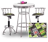 IMAGE OF Chrome Bar Table & 2 Chrome Adjustable 24