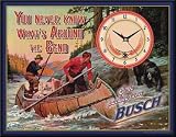 Busch Beer Vintage Tin Sign Clock with Neon