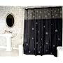 Swirl Metallic Embroidered Black Fabric Shower Curtain
