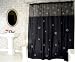 Swirl Metallic Embroidered Black Fabric Shower Curtain