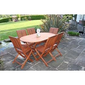 BENTLEY OUTDOOR GARDEN FURNITURE PATIO TABLE & 6 CHAIRS 7PC SET