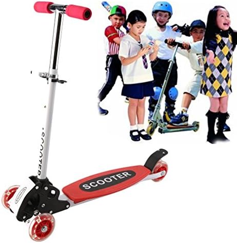 3 Wheel Kids Stability Portable Mini Kick Scooter Micro Scooter Children BikeToy, 3-wheel design makes learning easier (Red (blink))