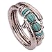 Yazilind Vintage Tibetan Silver Twisted 2 Layer Adjustable Rimous Green Turquoise Arm Bangle Bracelet